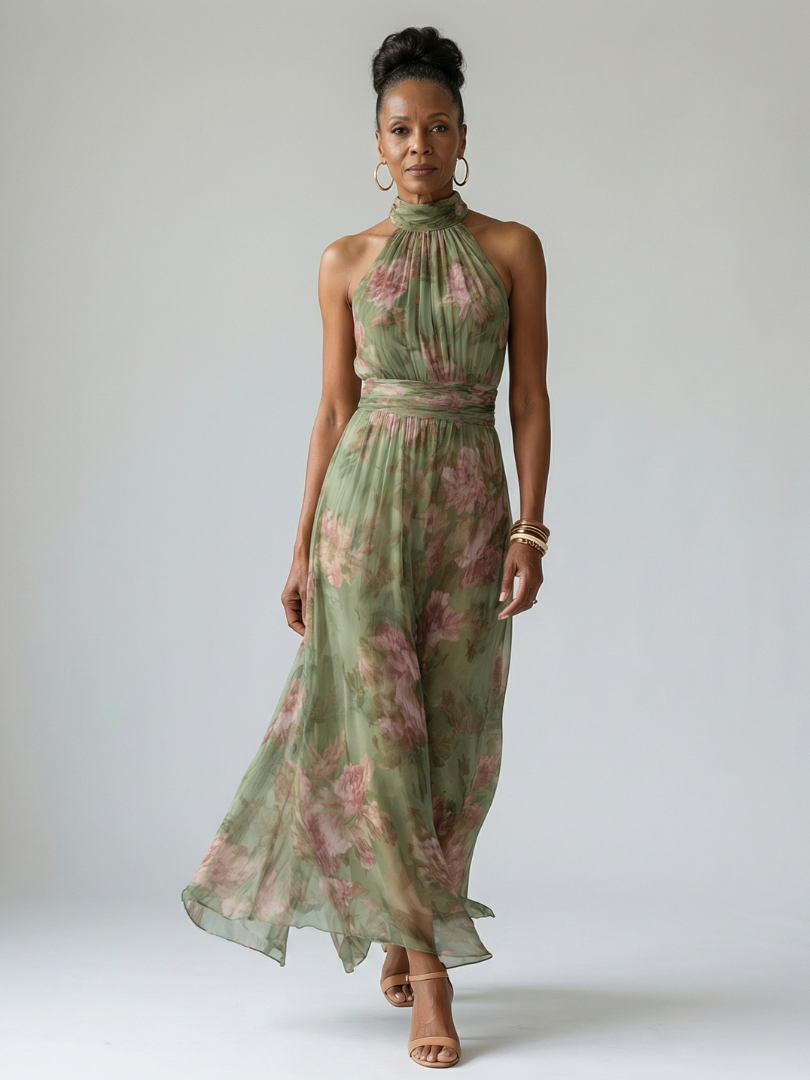 Mirelle™ Robe midi dos-nu froncée