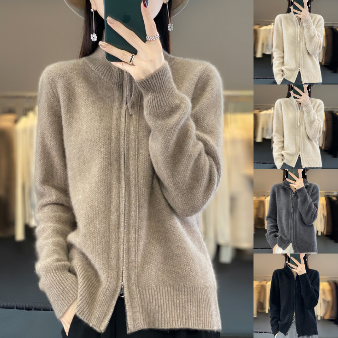 Lucienne | Cardigan Zippé en Maille Douce