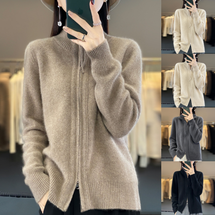 Lucienne | Cardigan Zippé en Maille Douce