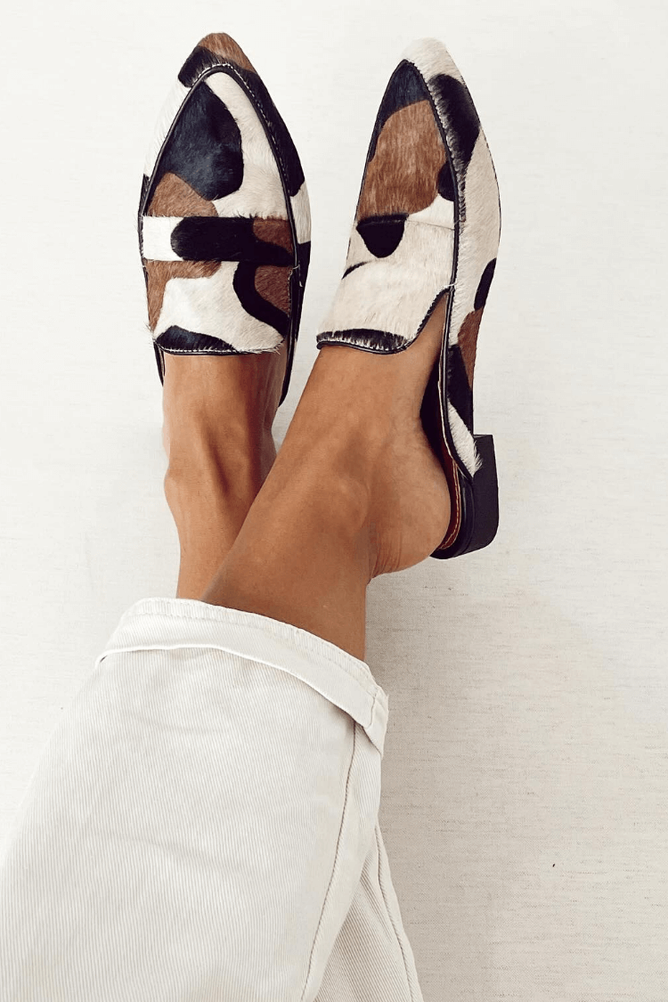 Mocassins patchwork à imprimé animalier et bout rond