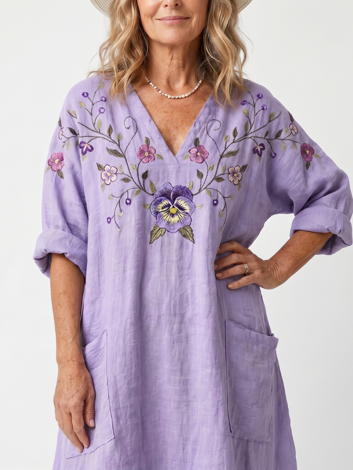 Tavi | Robe midi oversize à poches et imprimé floral