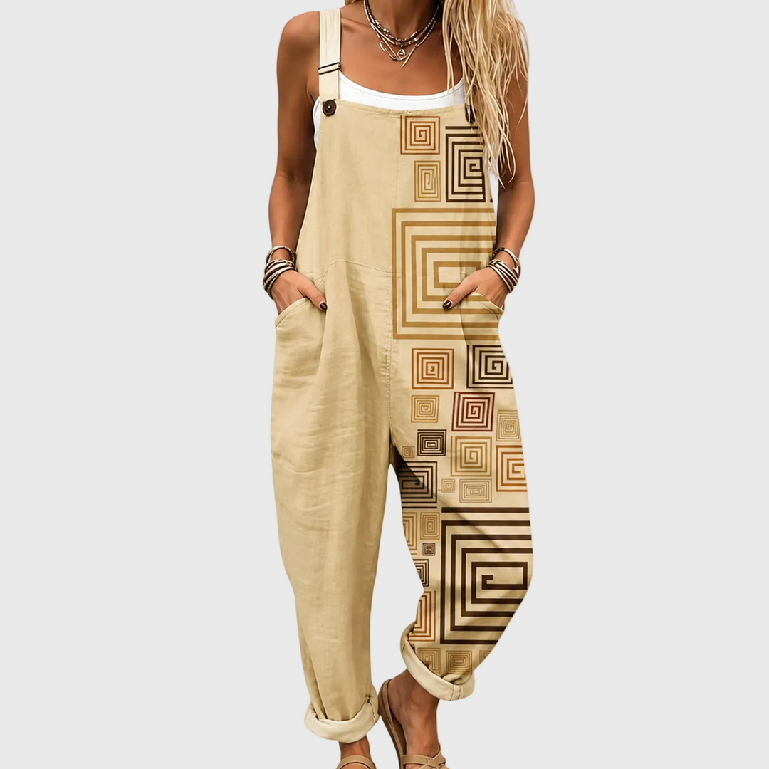 Combinaison beige à motif géométrique