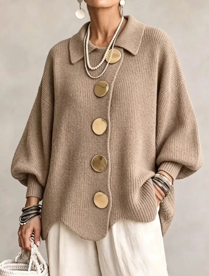 Cardigan oversize à col et boutons Karina