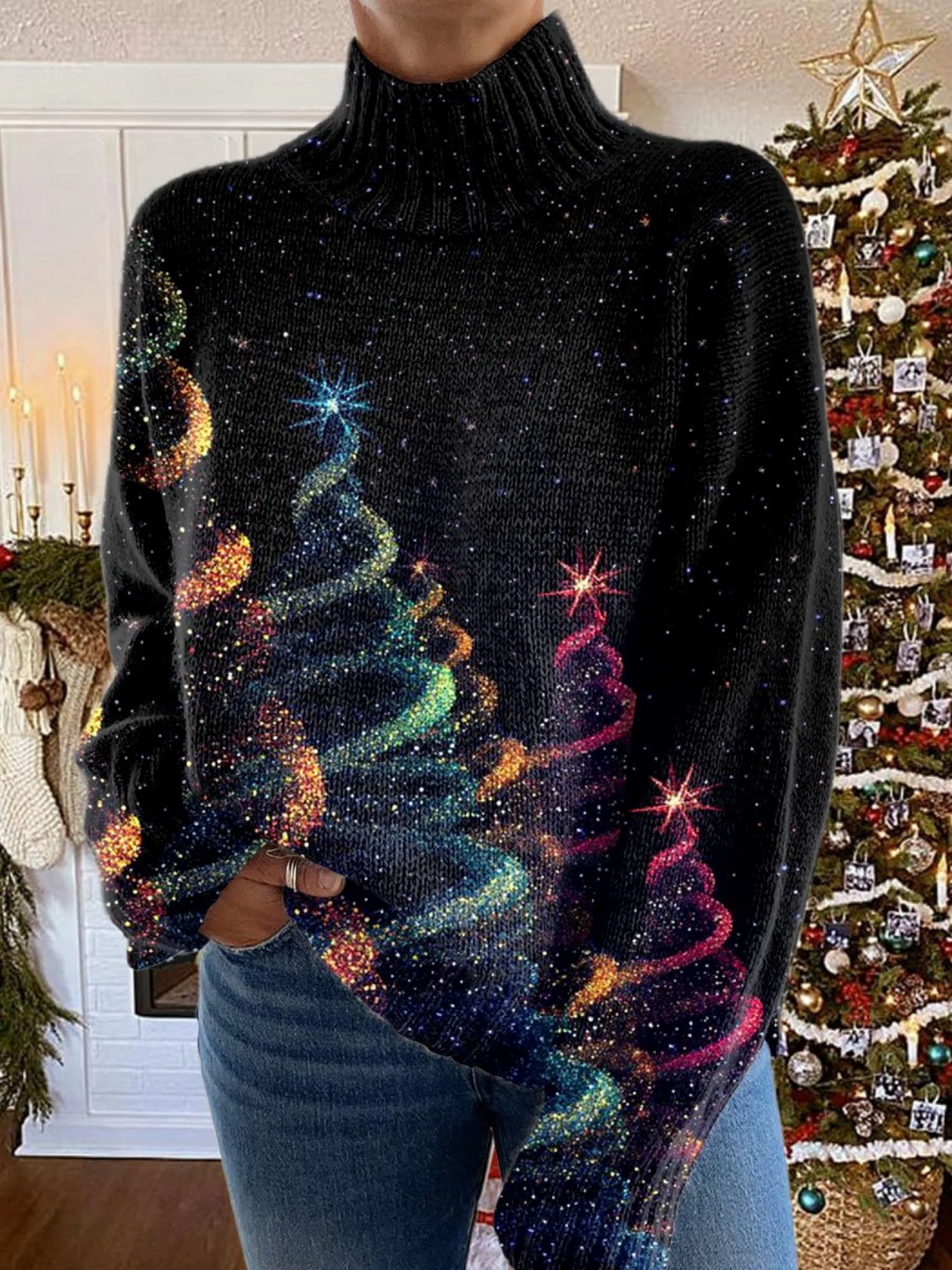 Colleen | Pull de Noël scintillant à col roulé