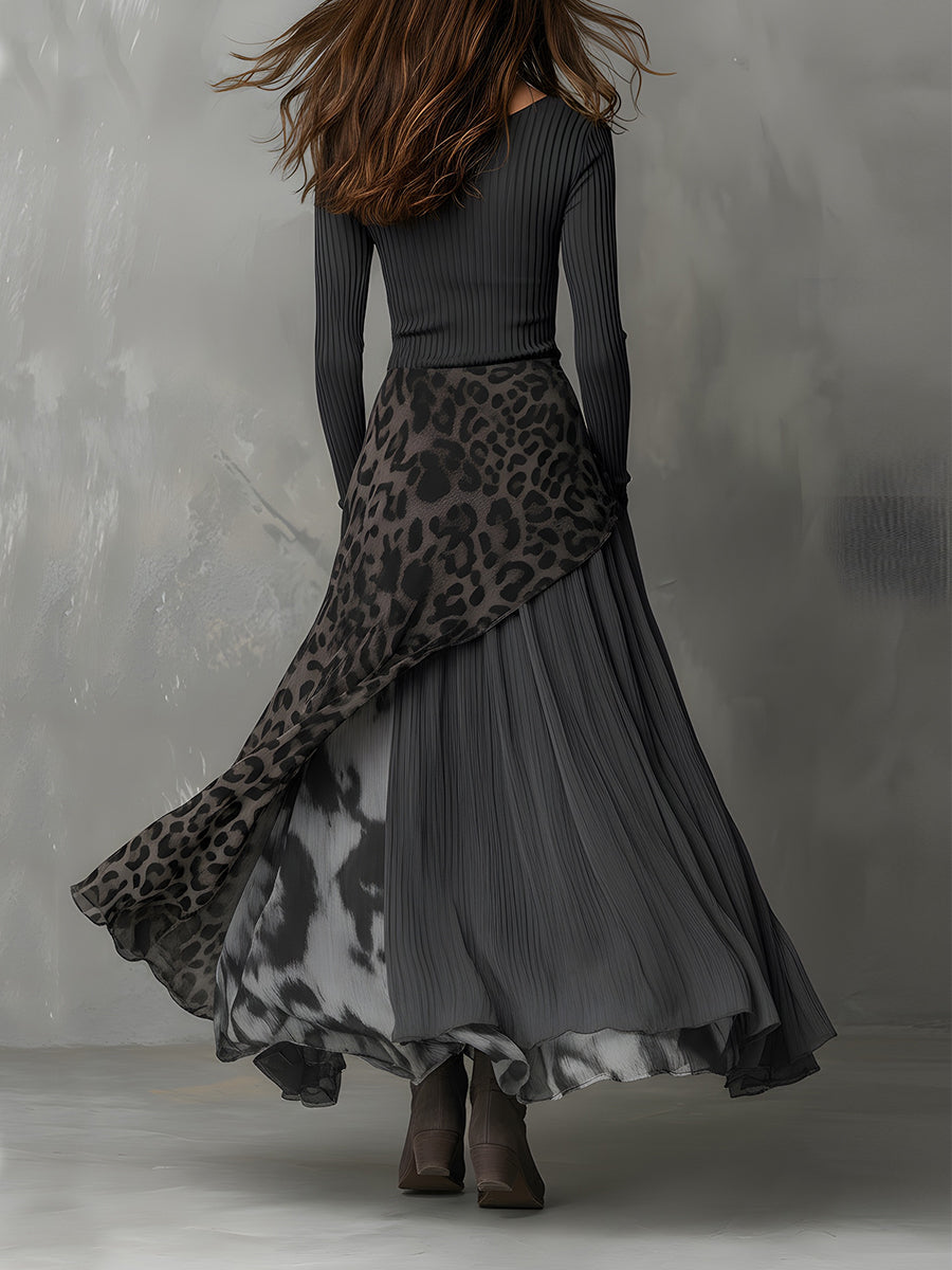 Martina | Robe longue style bohème avec imprimé léopard • S1