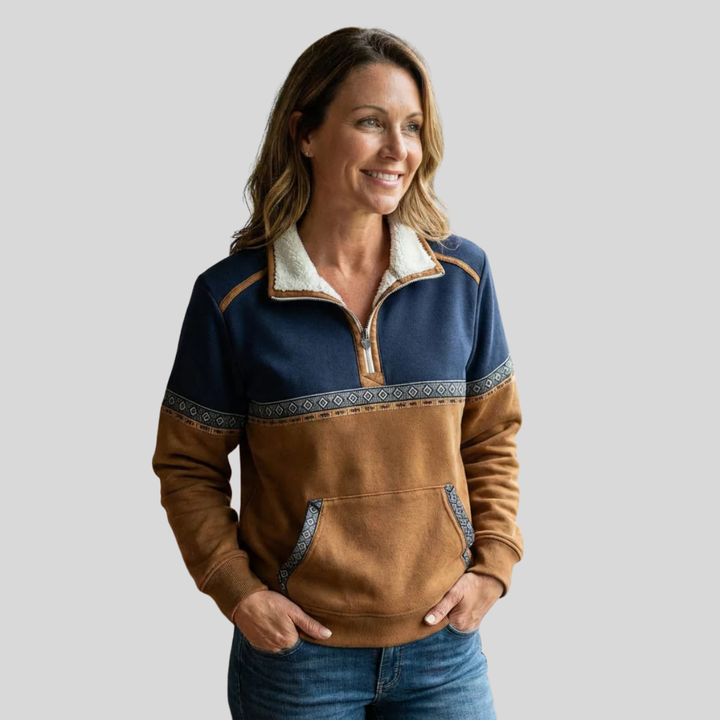 Lucie | Pull Demi-Zip Bicolore