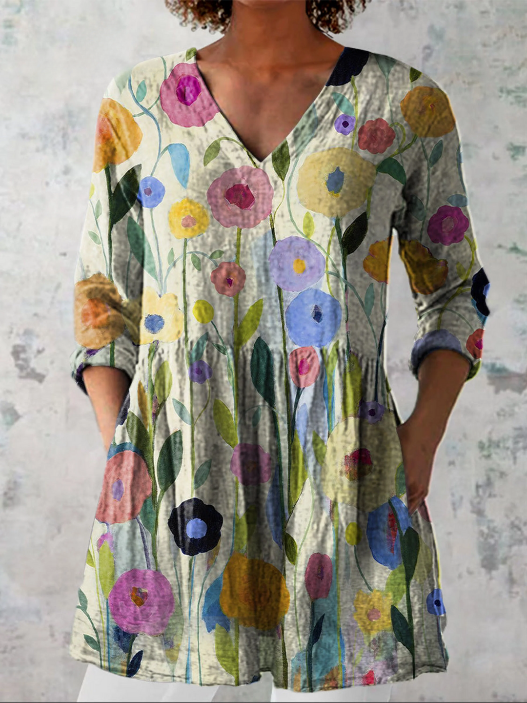 Karoline | Blouse longue à col en V