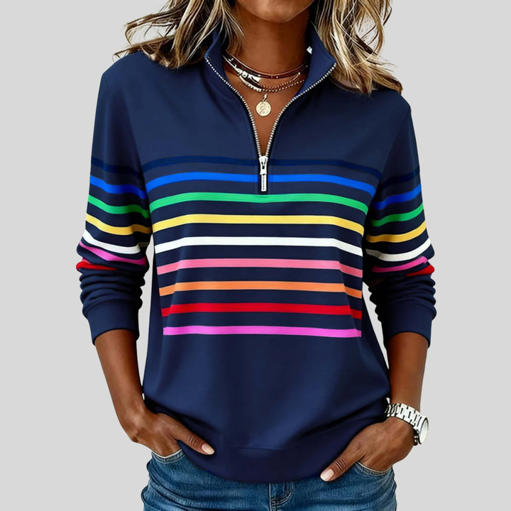 Nathalie | Sweat Zippé Rayures Multicolores