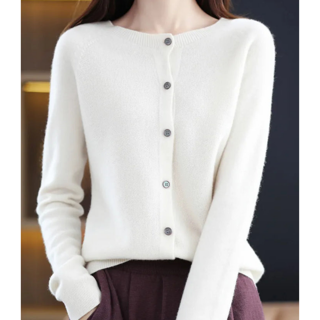 Mercy | Cardigan Col Rond en Maille Fine