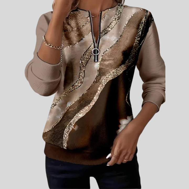 Mathilde | Sweat Zippé Imprimé Marbré
