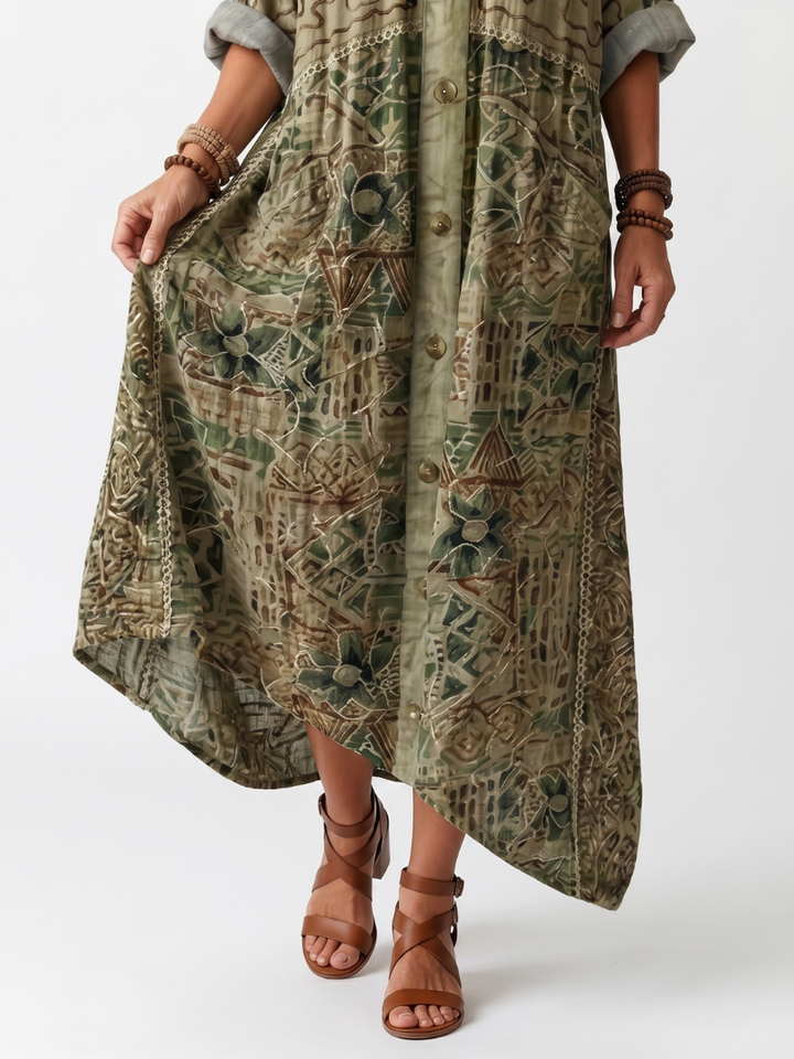 Aleta | Robe midi oversize boutonnée à poches