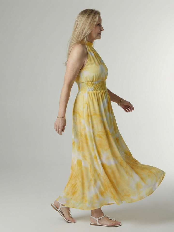Sylin™ Robe midi dos-nu froncée