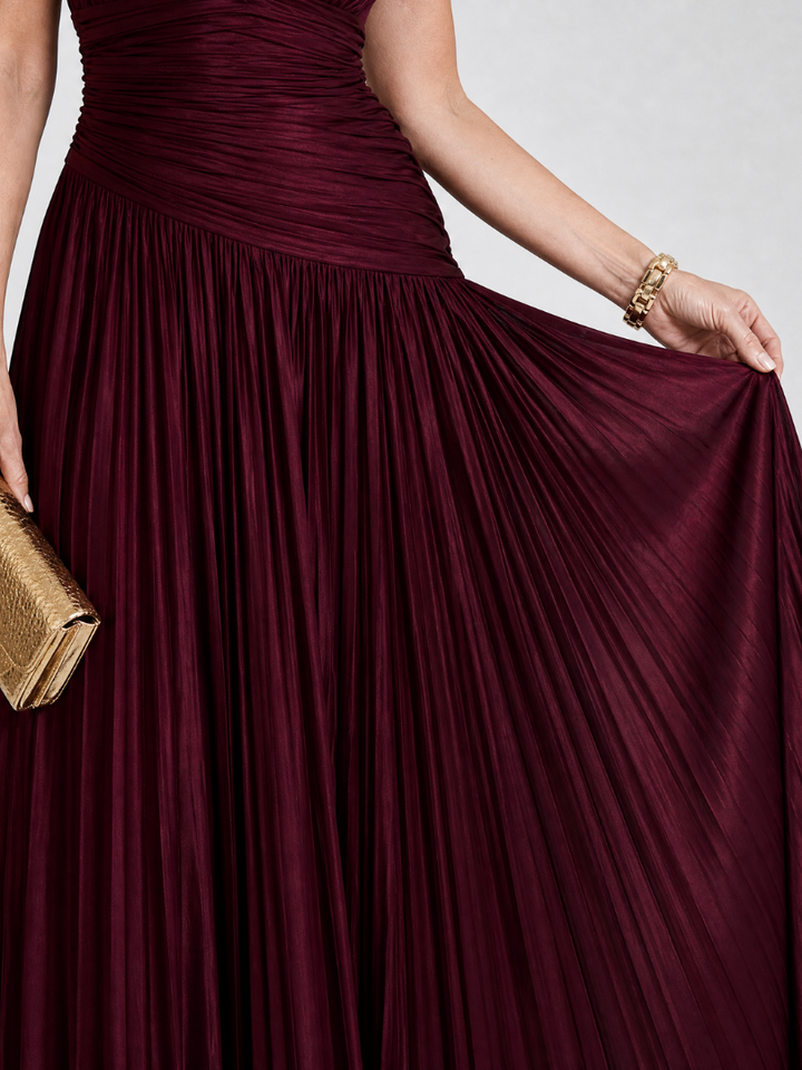 Lemar™ Robe midi plissée sans manches à col en V