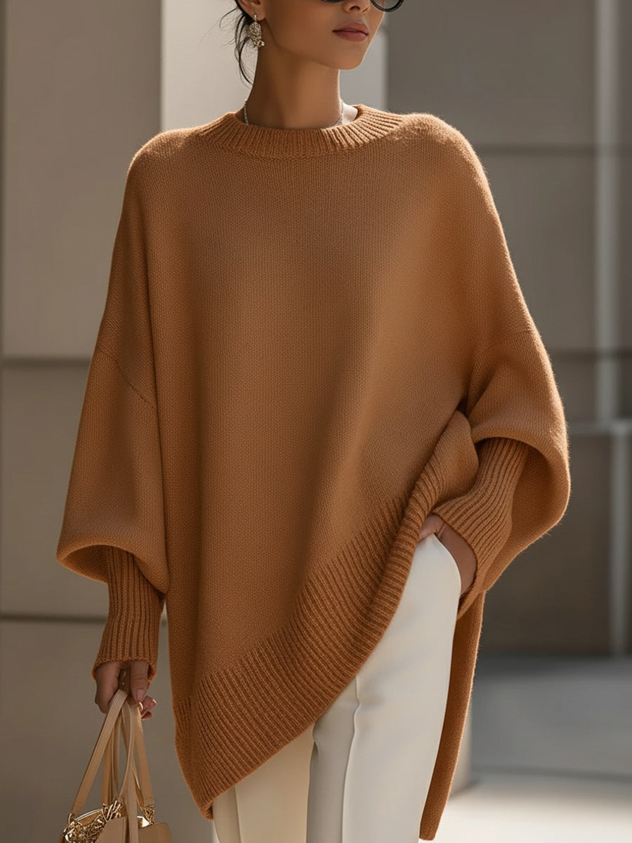 Clarisse | Pull ample élégant à col large et drapé