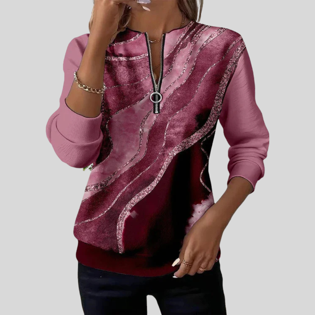 Mathilde | Sweat Zippé Imprimé Marbré