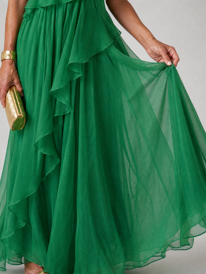 Émeraude™ | Maxi Robe Verte à Épaule Unique