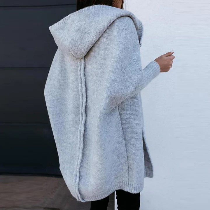 Élodie | Cardigan long en maille à capuche
