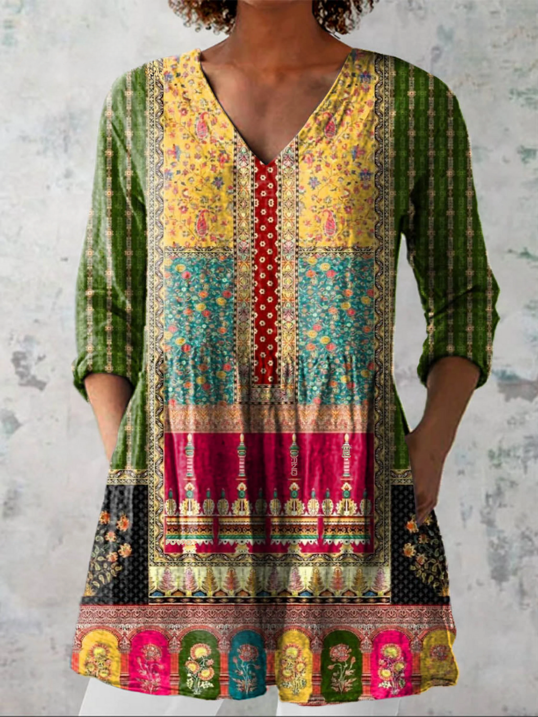 Isaline | Blouse longue à col en V
