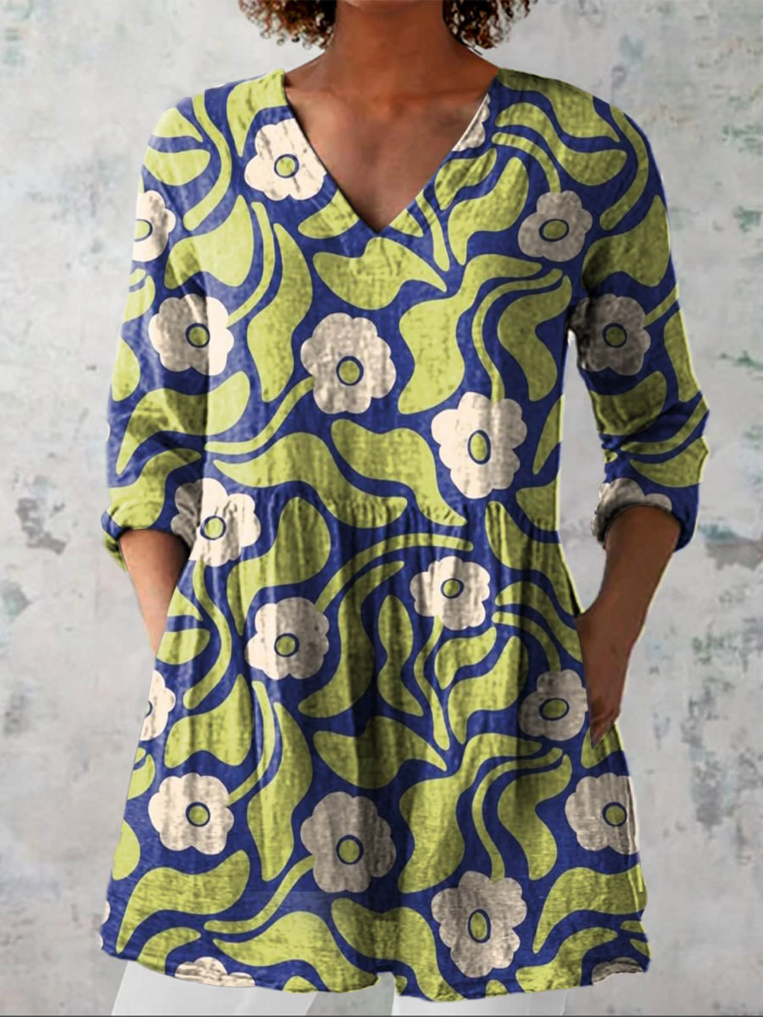 Elodie | Blouse longue à col en V