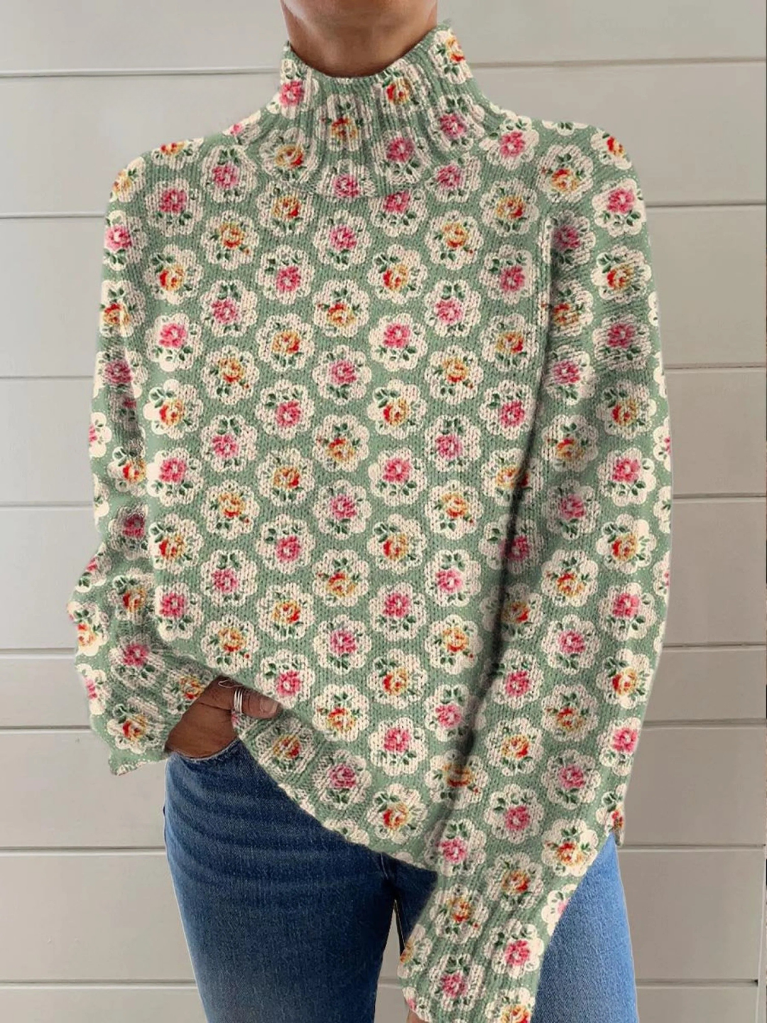 Marlowe | Pull à col montant à motif floral