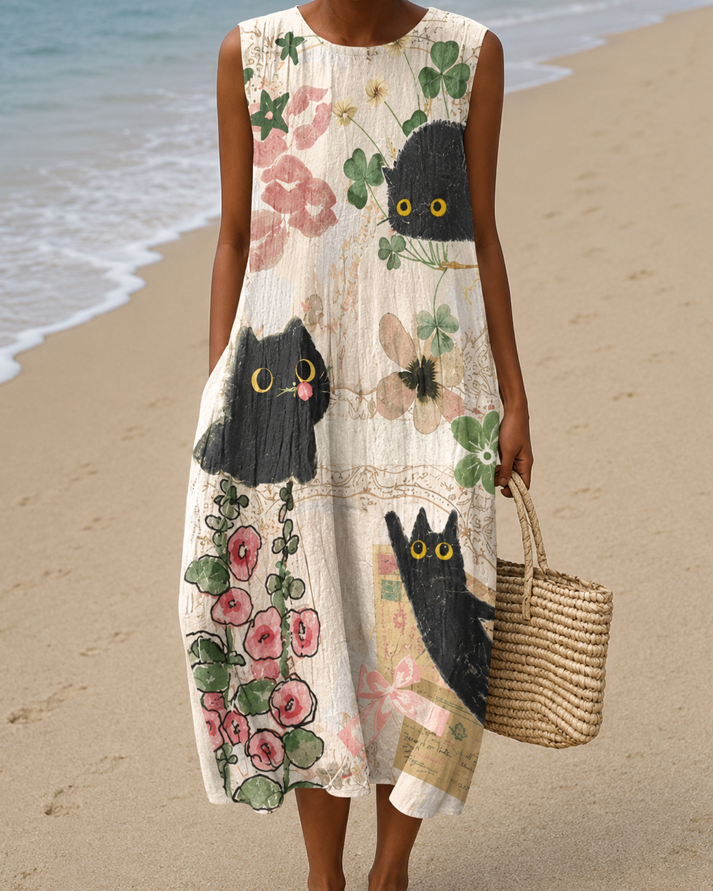 Julia Mae - Robe midi décontractée imprimée sans manches pour femme