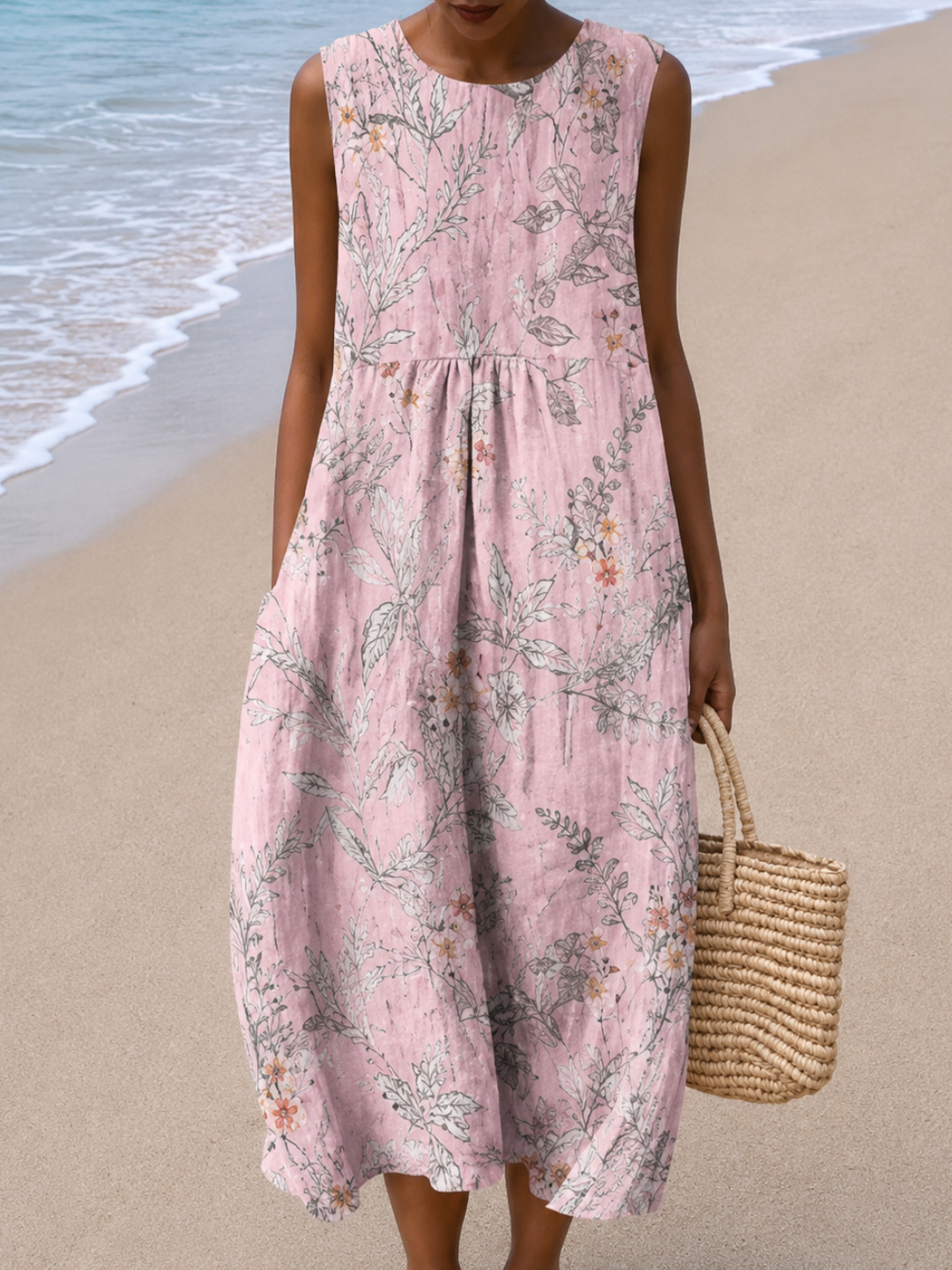 Brooklyn - Robe midi sans manches à coupe décontractée pour femme