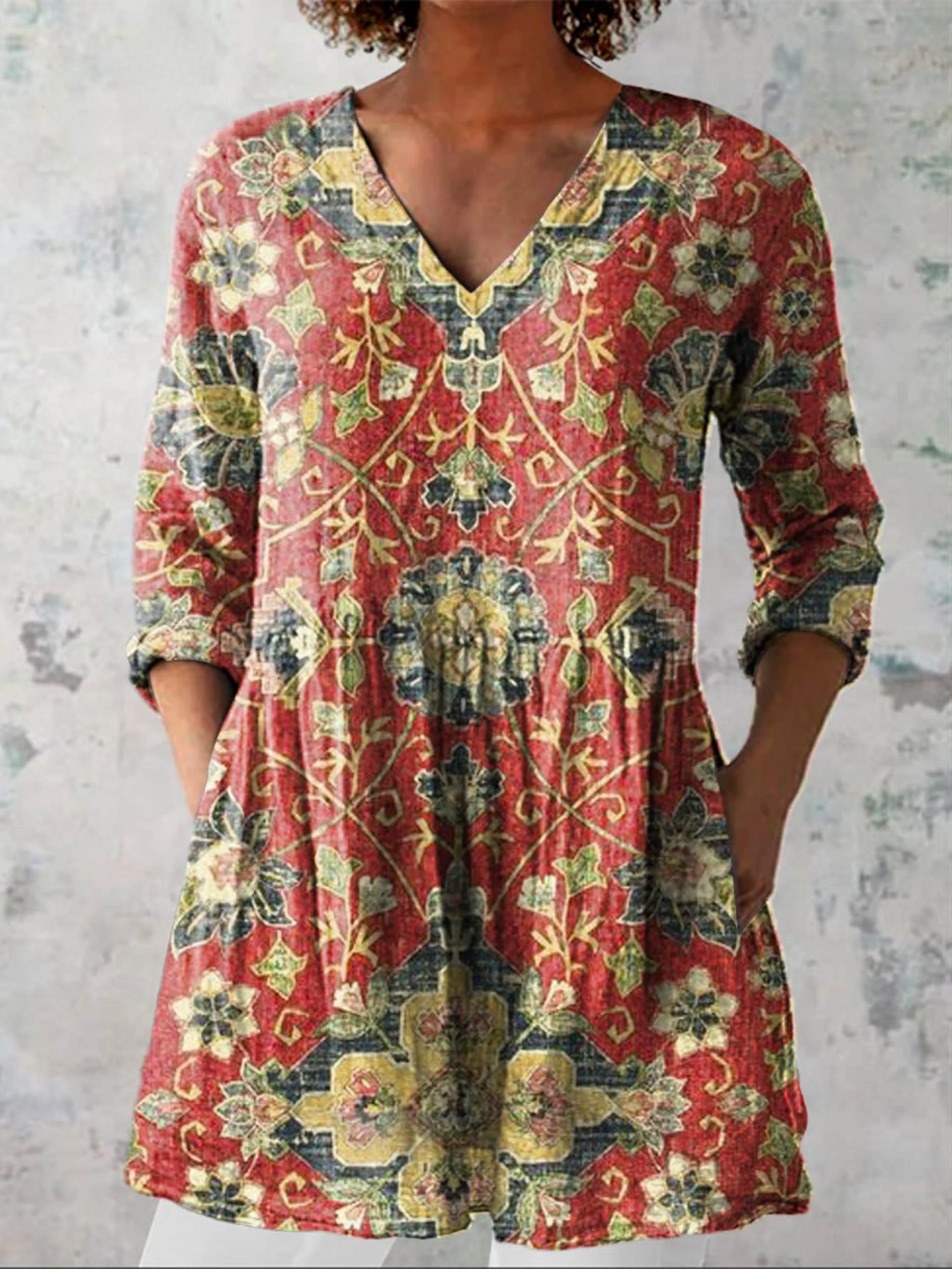 Tiphaine | Blouse longue à col en V