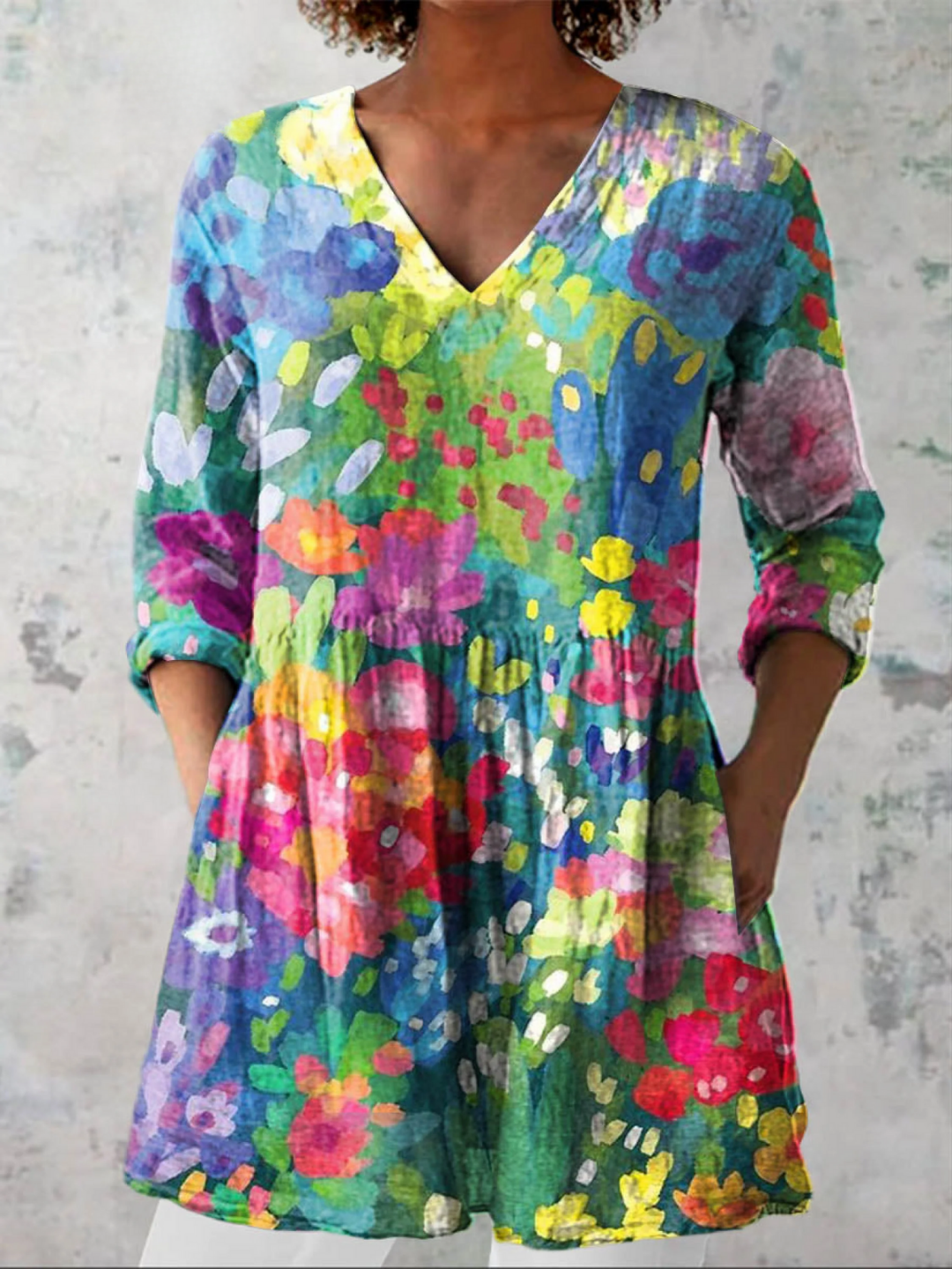 Maelle | Blouse longue à col en V
