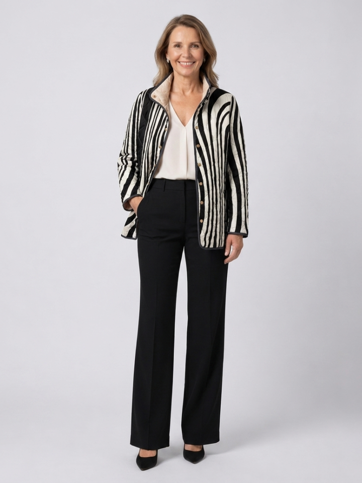 Sylvie | Veste Matelassée Graphique Zébrée