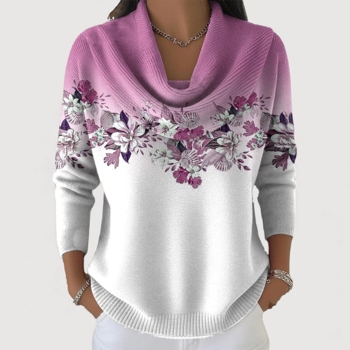 Albane | Pull Floral avec Col Roulé