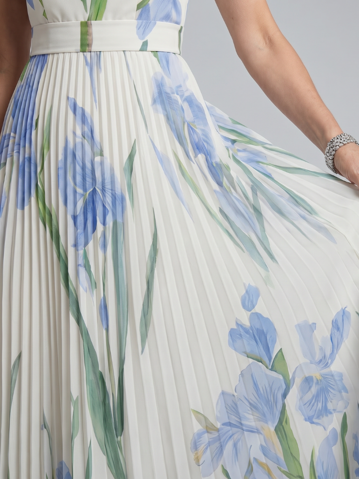 Ophelia™ Robe midi à imprimé floral, encolure carrée et sans manches
