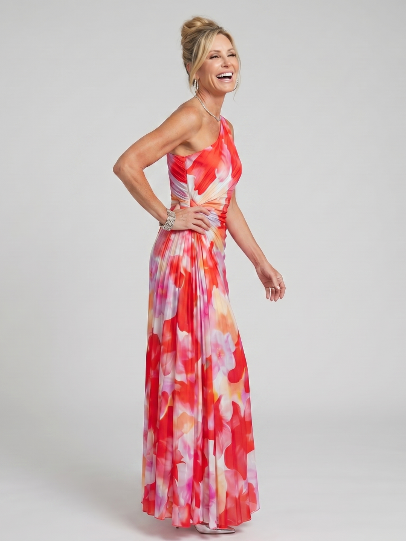 Taya™ Robe midi asymétrique à bustier plissé