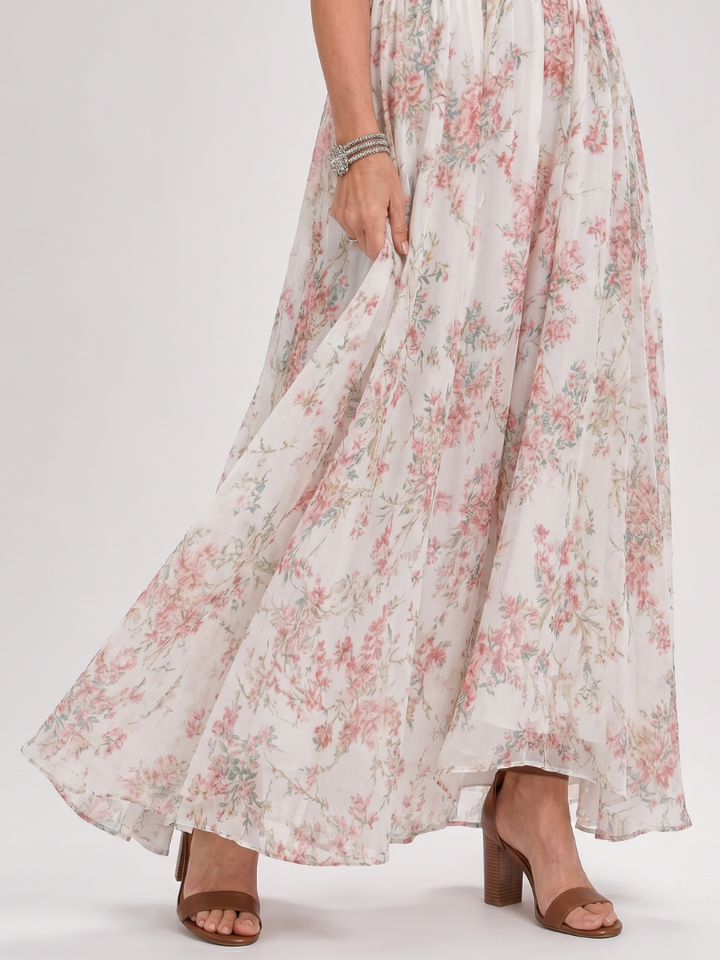 Guinevere™ Robe midi à imprimé floral et jupe fluide