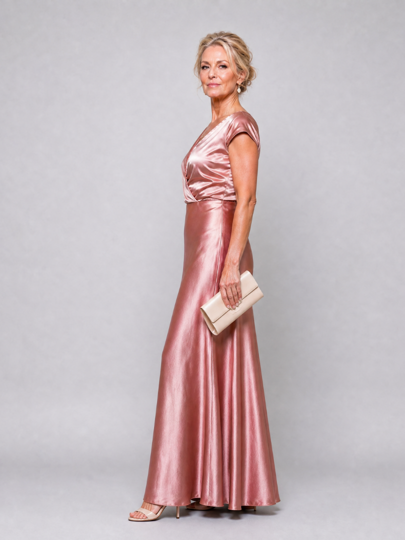 Samouse™ Robe longue à bustier portefeuille et manches courtes
