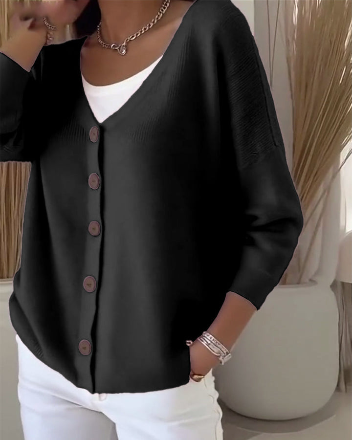 Camélia | Cardigan en maille boutonnée à silhouette structurée