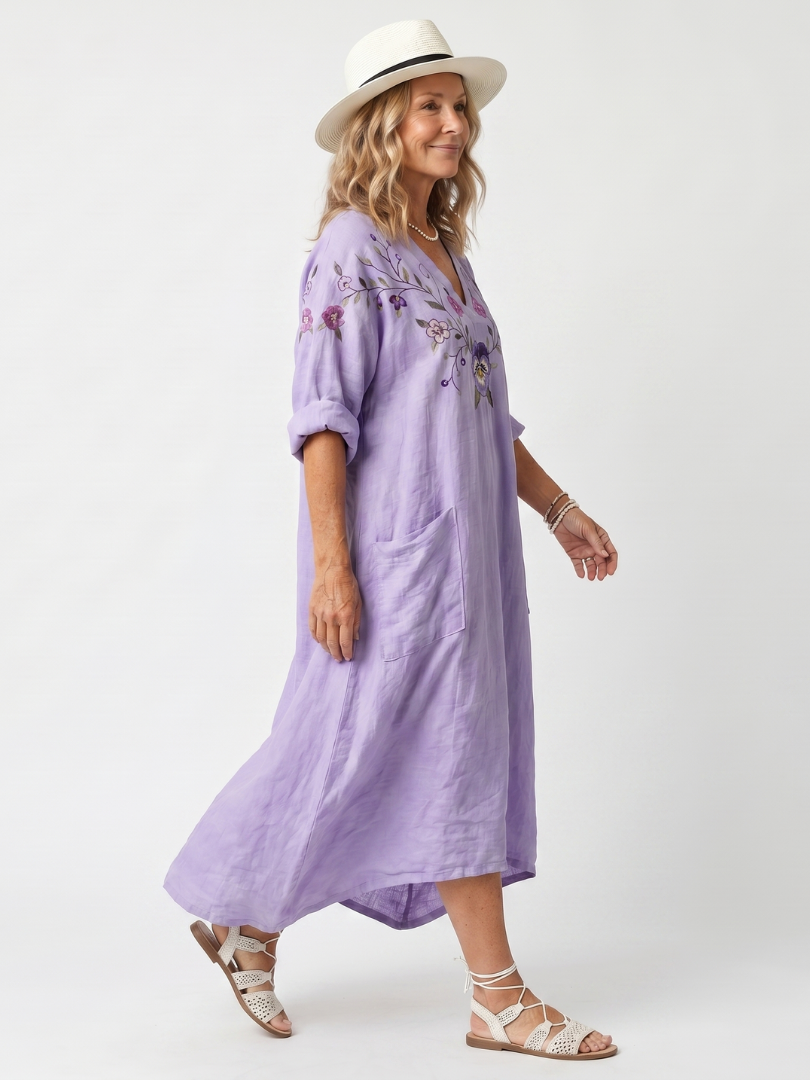 Tavi | Robe midi oversize à poches et imprimé floral