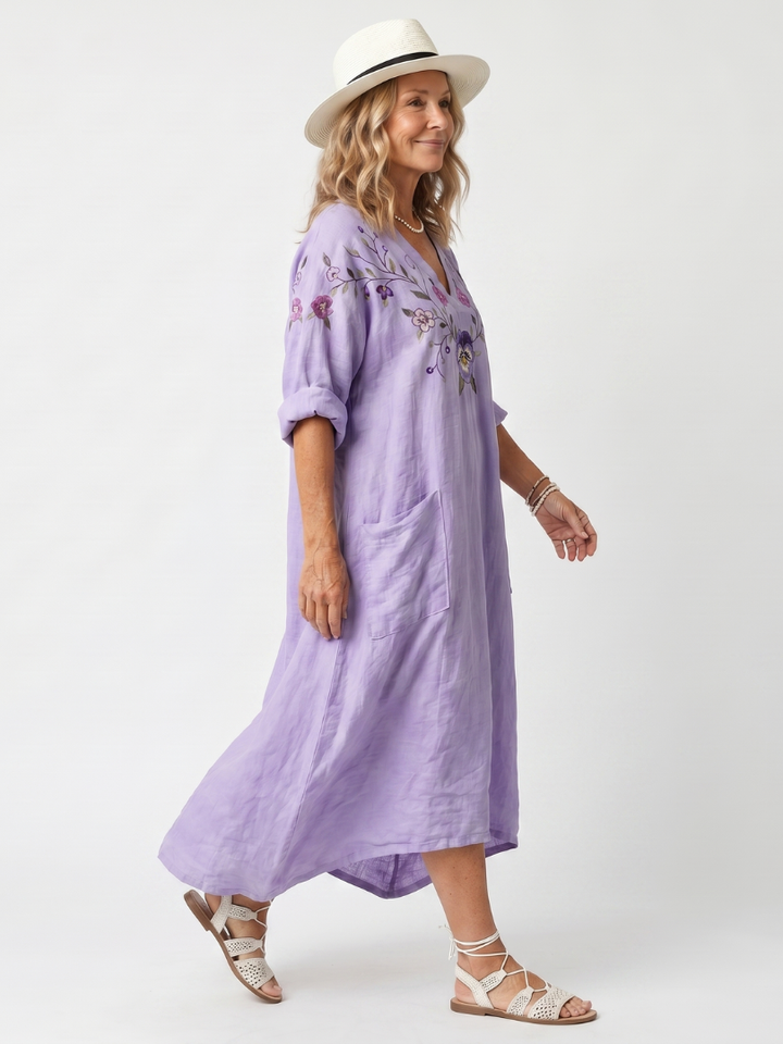 Tavi | Robe midi oversize à poches et imprimé floral