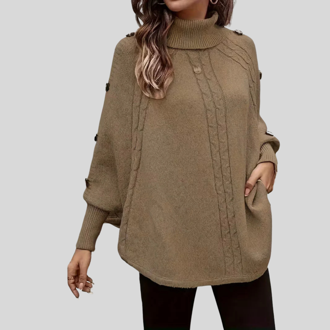 Léa | Poncho Col Roulé Torsadé