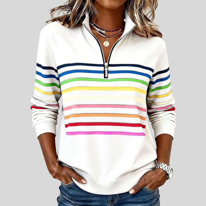 Nathalie | Sweat Zippé Rayures Multicolores