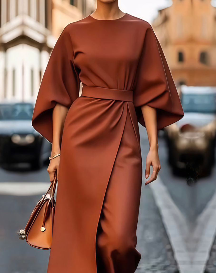 Valentina | Robe Maxi Élégante à Manches Volumineuses