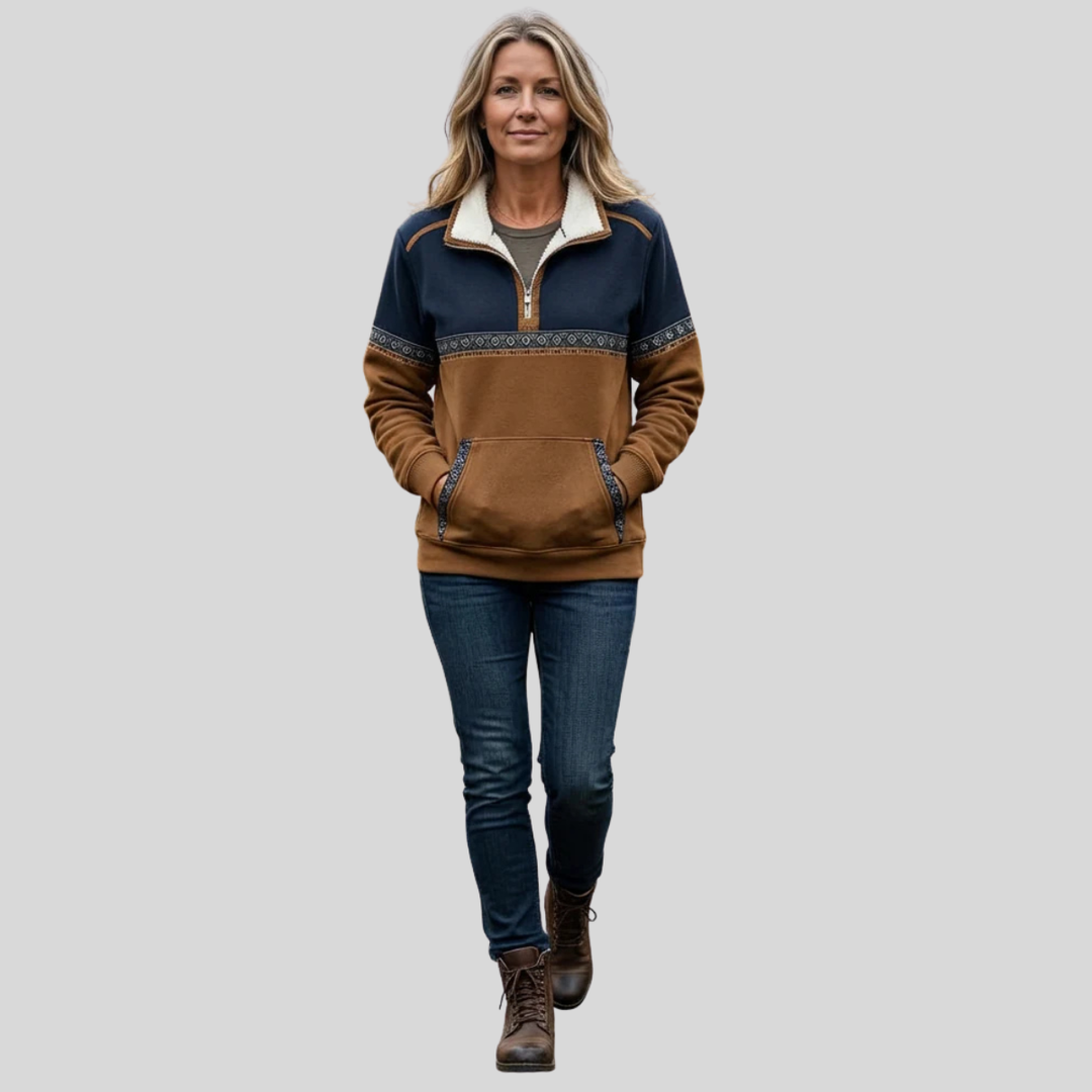 Lucie | Pull Demi-Zip Bicolore