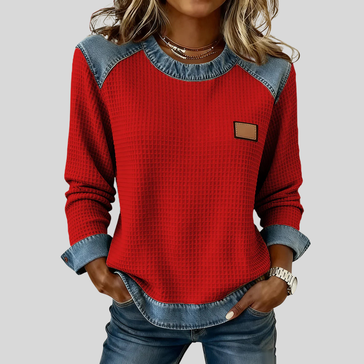 Amélie | Sweat Gaufré Effet Denim