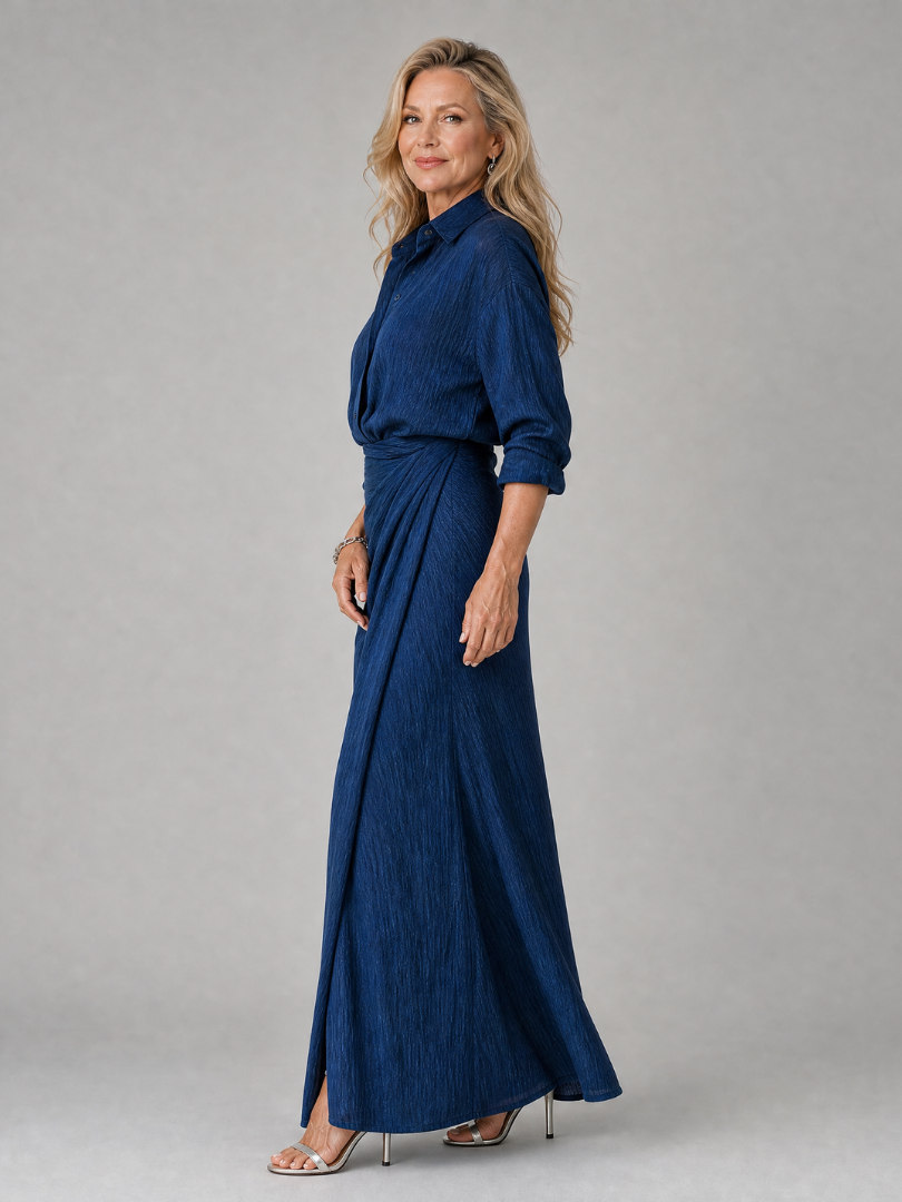 Mirque™ Robe longue portefeuille à manches longues