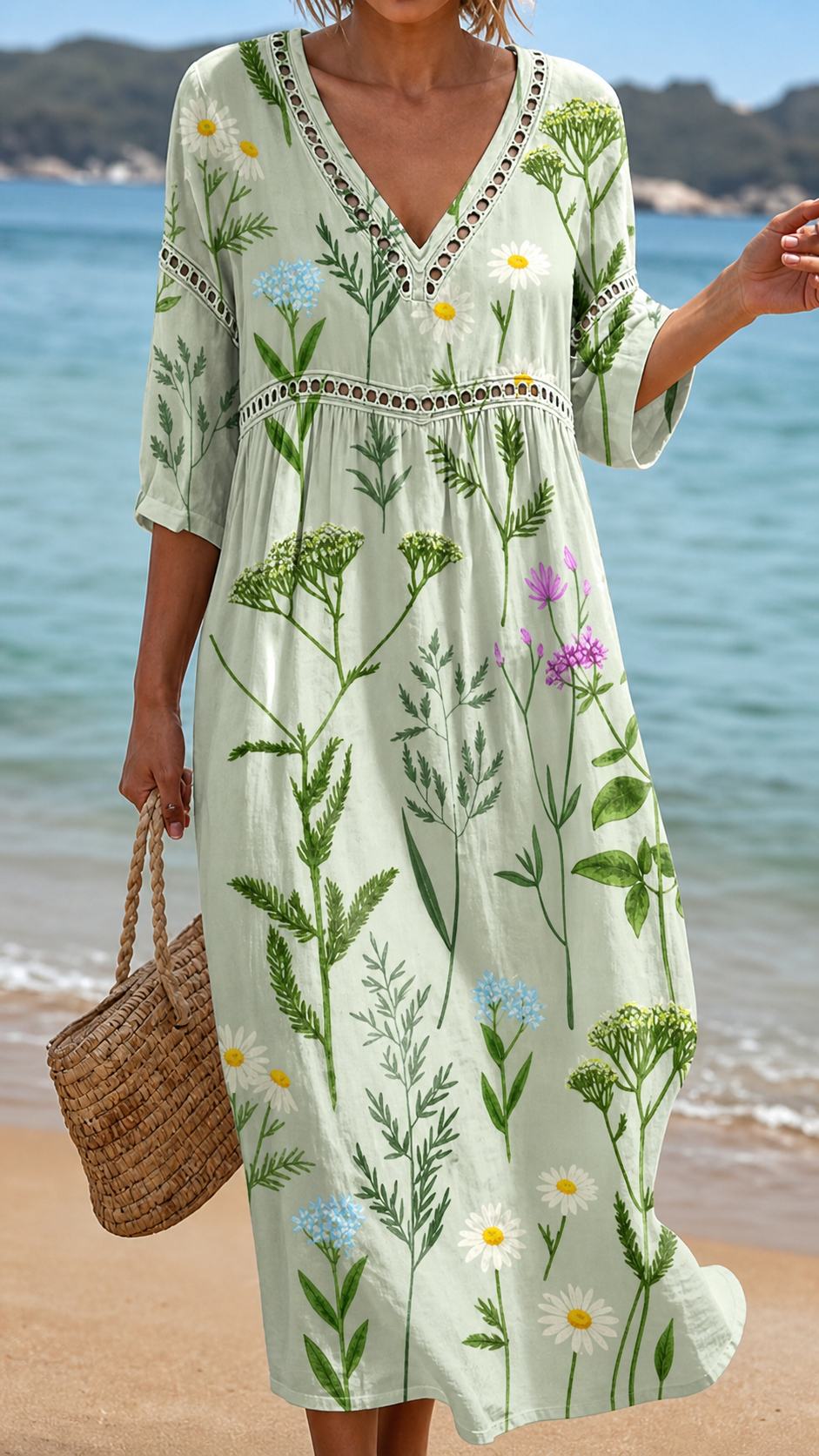 Robe de plage botanique et fraîche