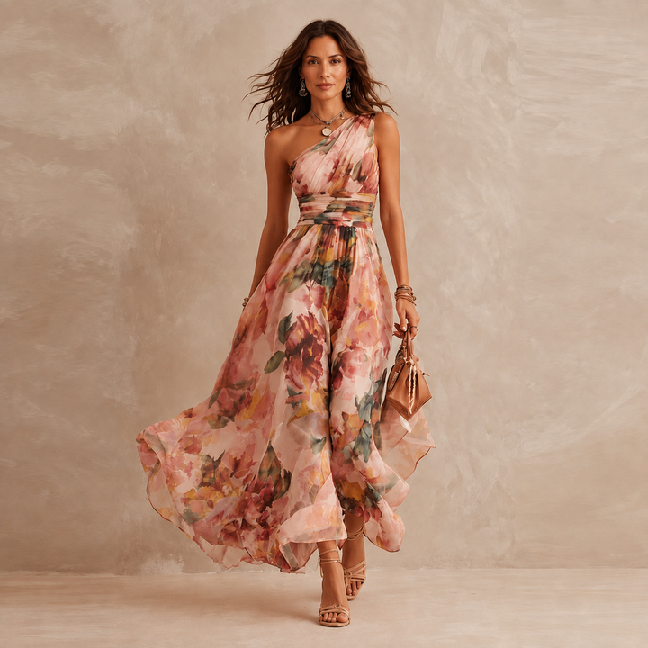 Celeste | Maxi Robe Florale Une Épaule