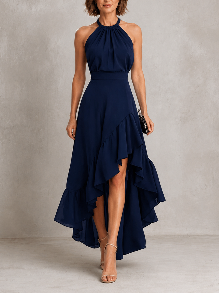 Chloe | Élégante robe dos nu à ourlet volanté