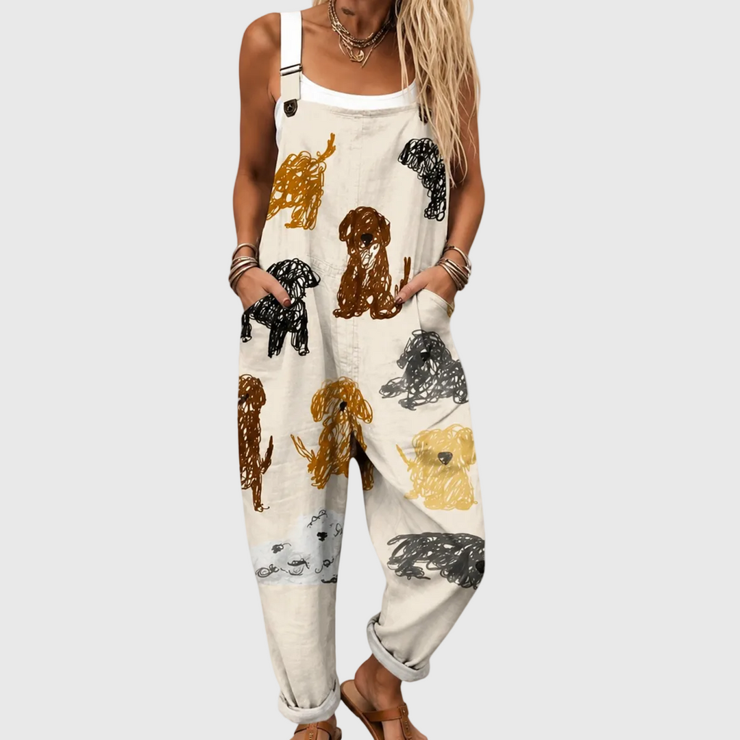 Combinaison souple à motif chiens stylisés
