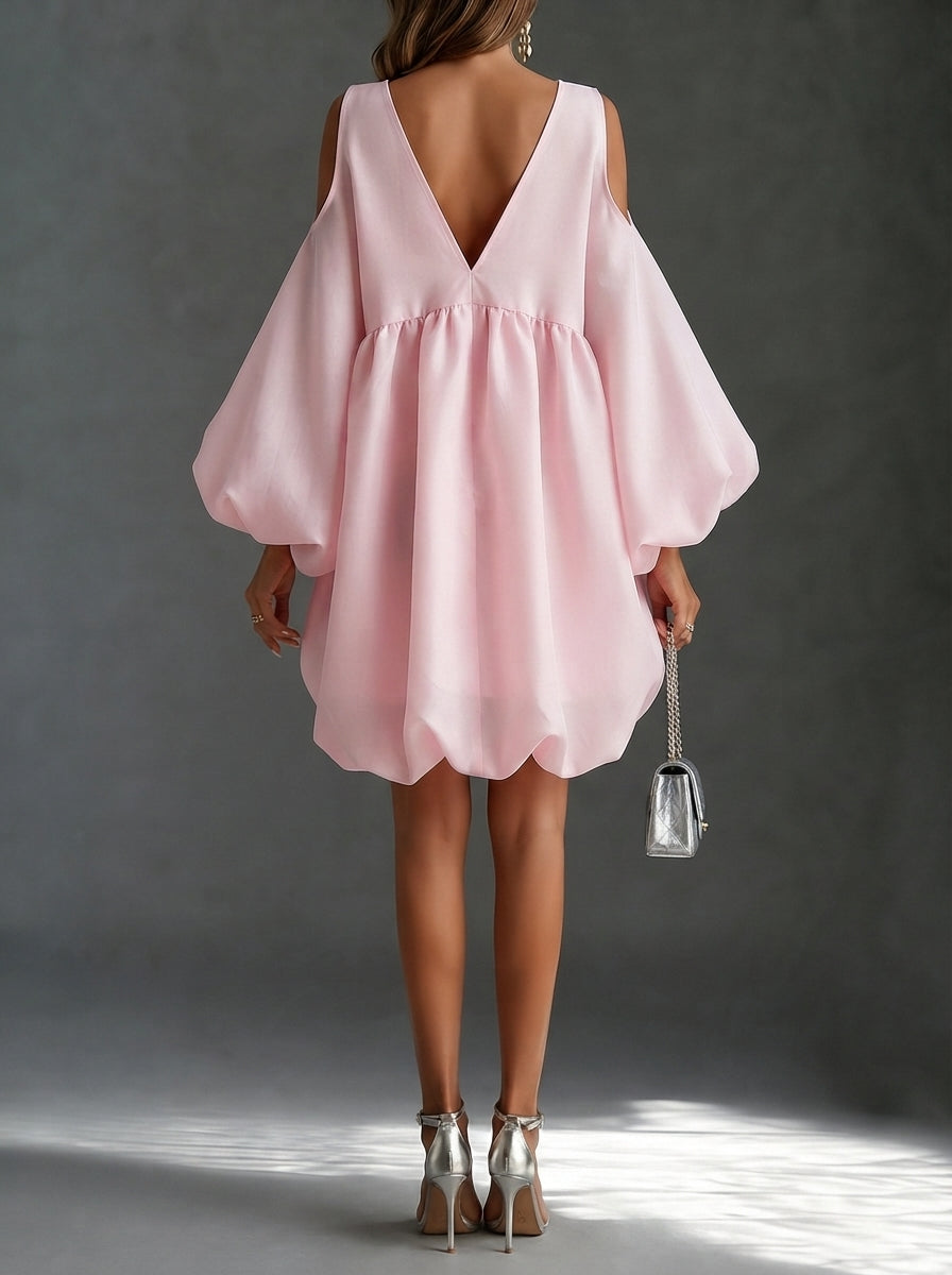Lynette | Robe Mini Épaules Dénudées à Manches Ballon