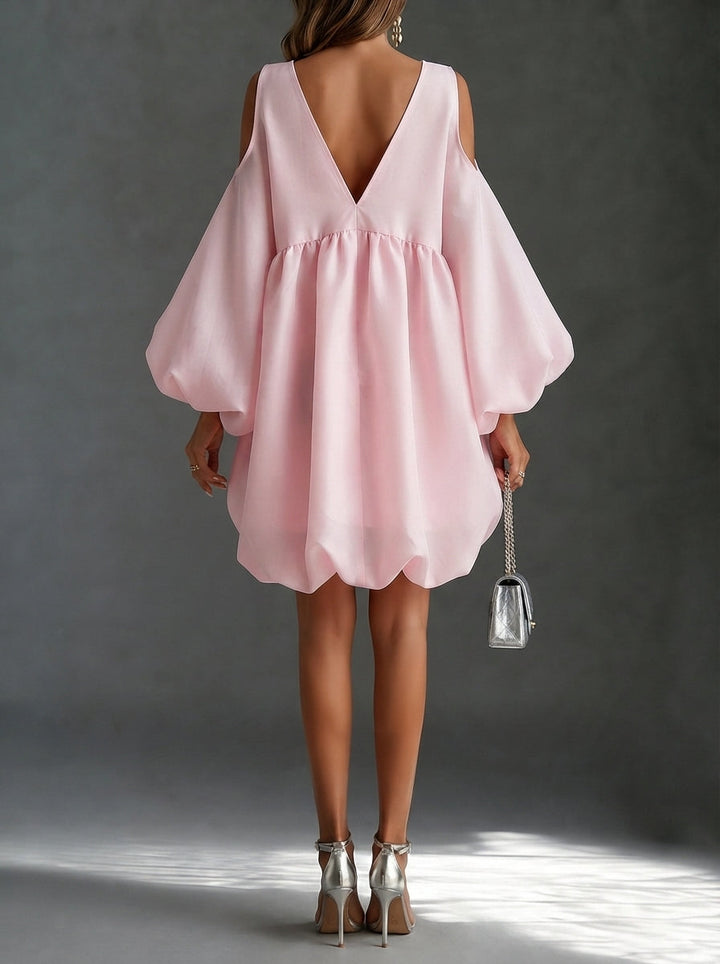 Lynette | Robe Mini Épaules Dénudées à Manches Ballon