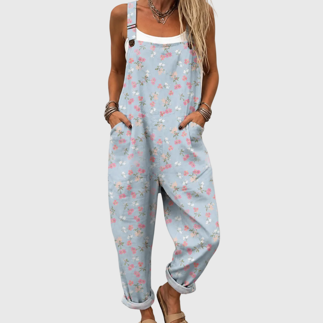 Combinaison bleue douce à motif floral